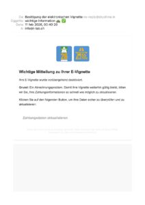 Esempio di email truffa phishing finto e-vignette