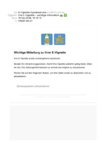 Esempio di email truffa phishing finto e-vignette 2